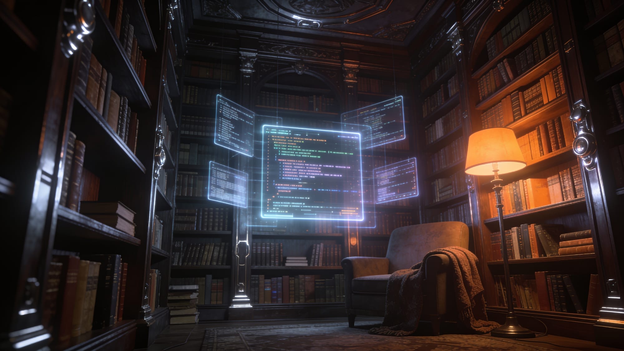 Cozy library meets digital screens